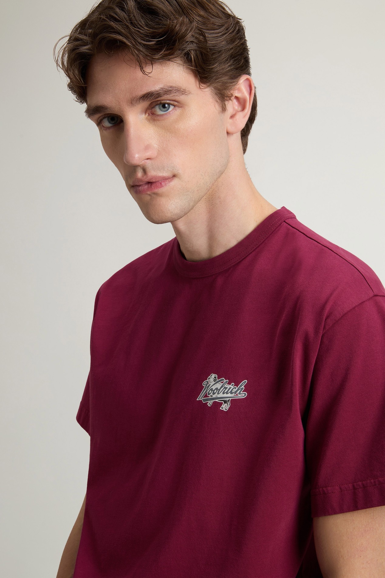 COTTON EMBLEM T-SHIRT Burgundy photo 4 | Woolrich