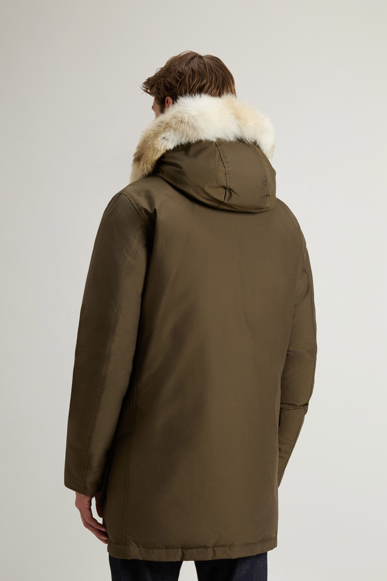 Arctic Parka in Ramar Cloth with Detachable Fur Trim Green photo 3 | Woolrich