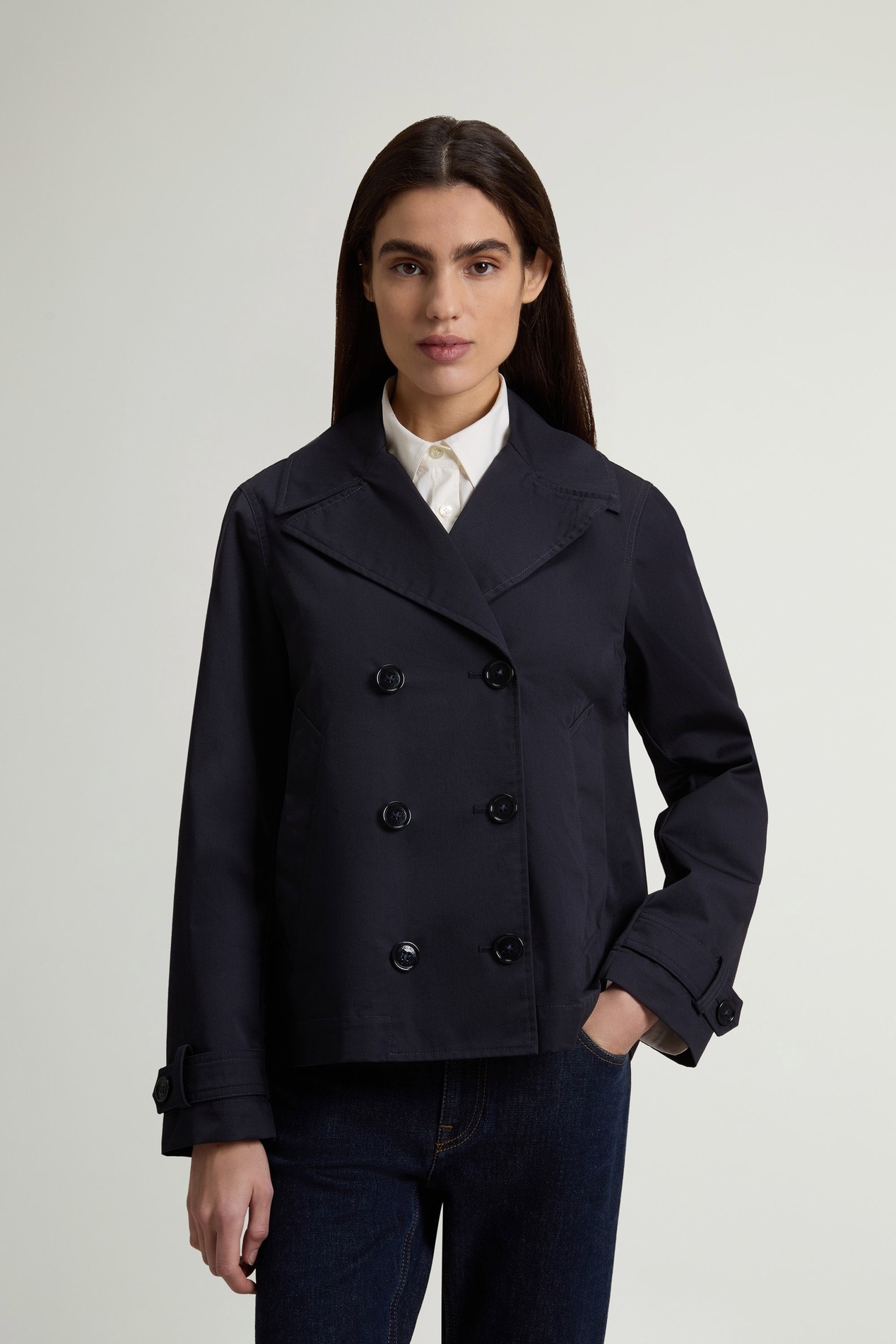 Pure Cotton Pea Coat Blue photo 1 | Woolrich