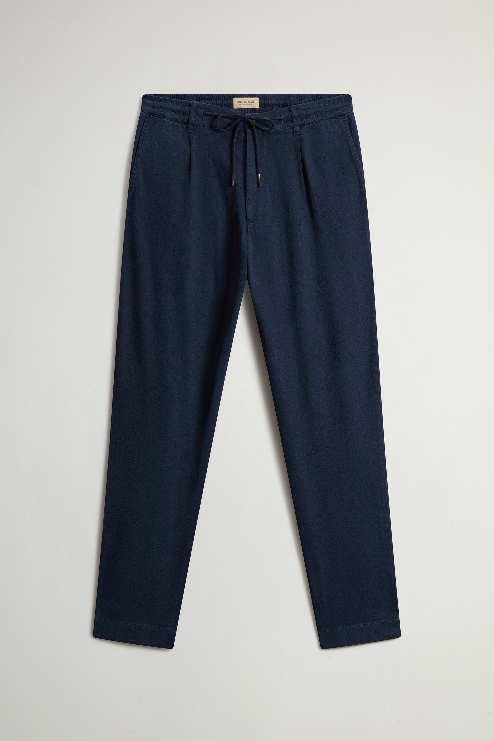 Pantalon Milton teint en pièce en coton et lin Bleu photo 1 | Woolrich
