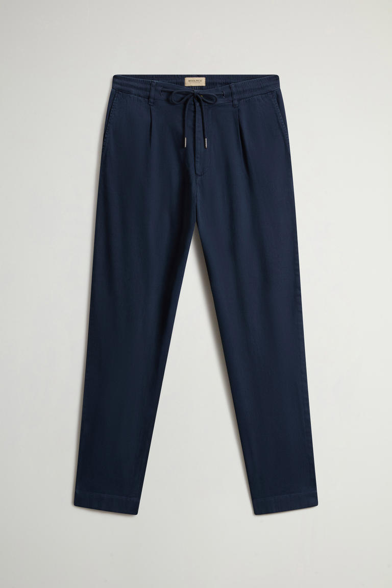 Garment-Dyed Milton Pants in Cotton and Linen Blend Blue photo 1 | Woolrich