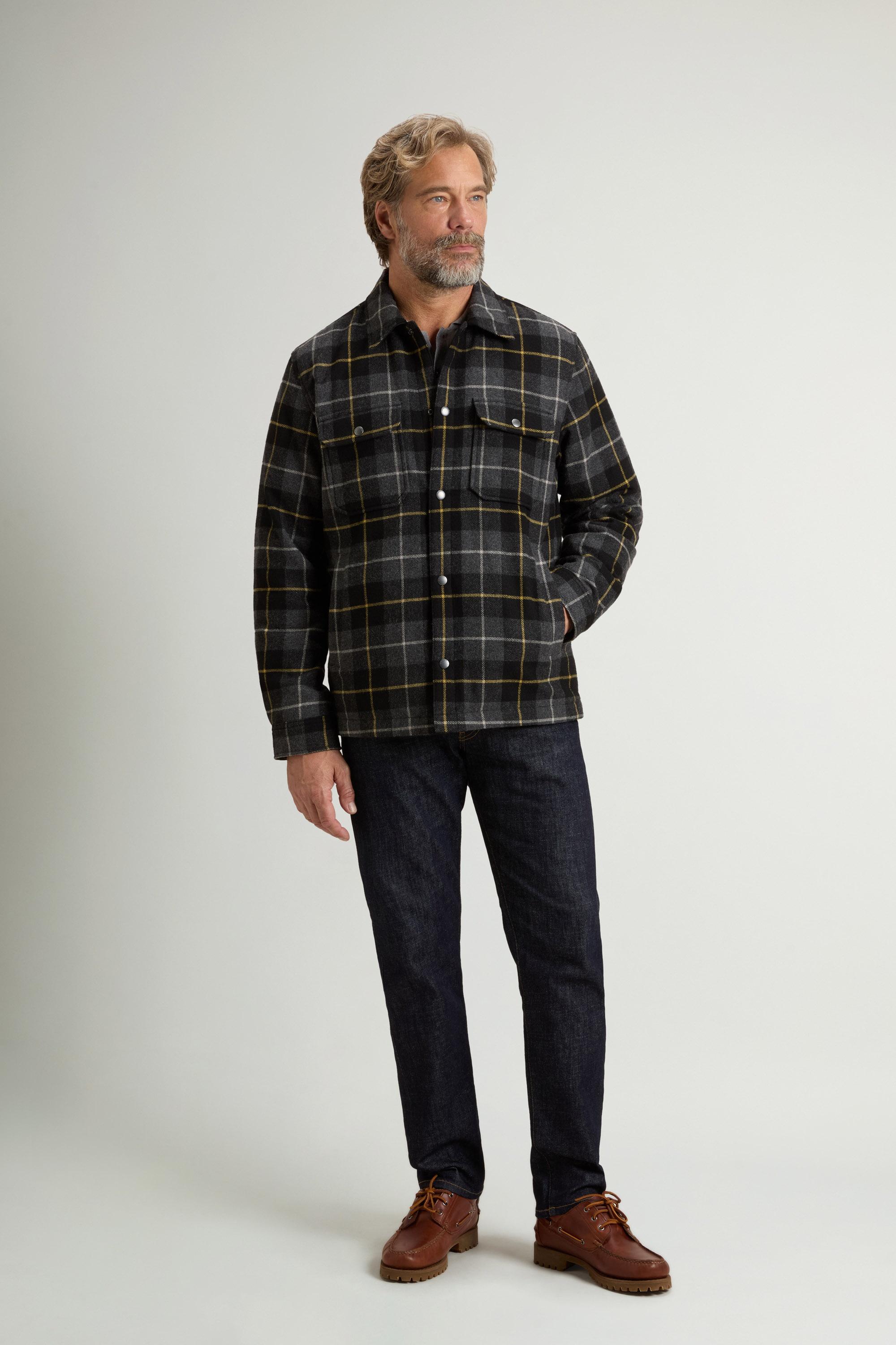 Padded Alaskan Check Overshirt in Recycled Italian Wool Blend Gray photo 1 | Woolrich