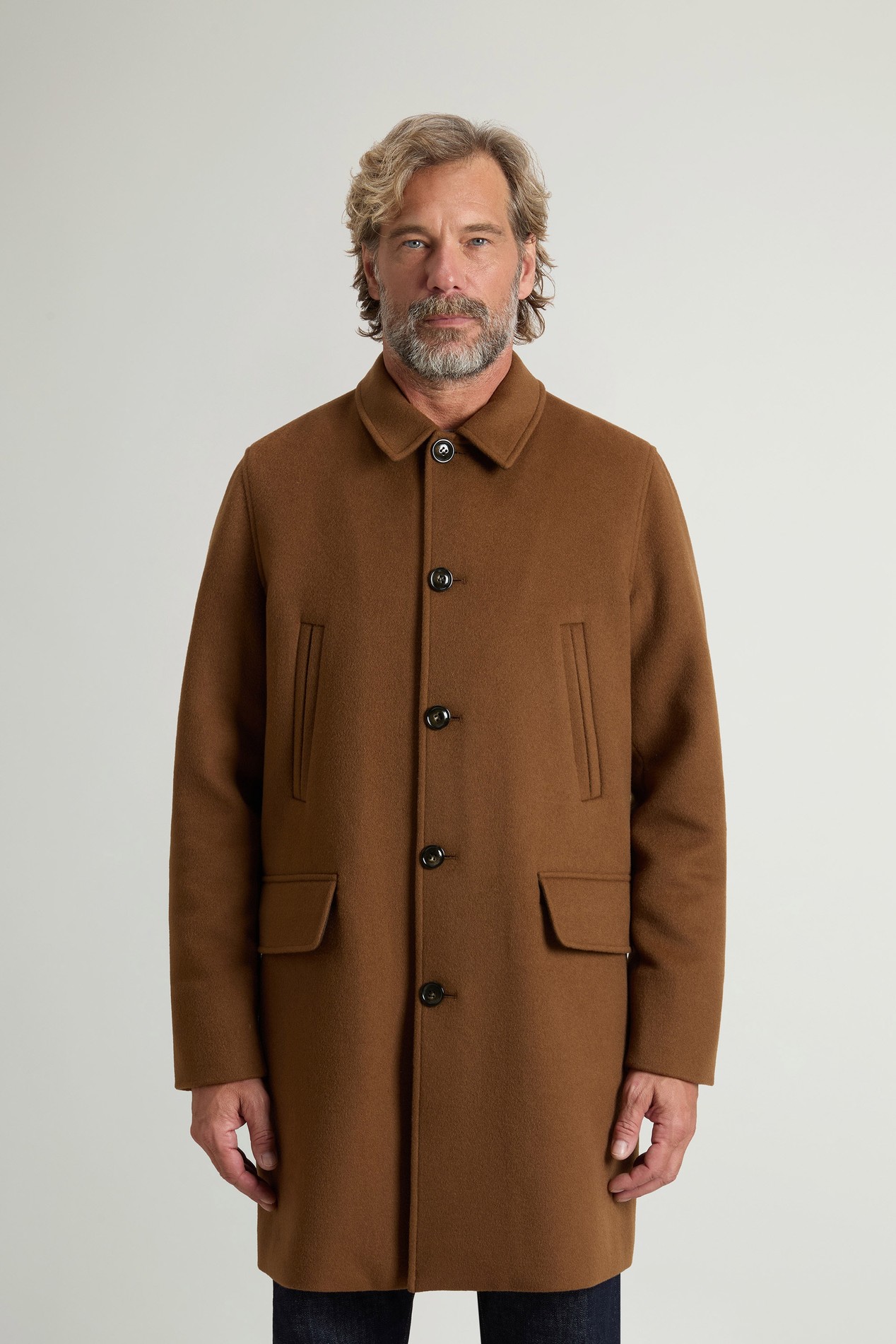 Coat in double-face Melton wool blend Brown photo 1 | Woolrich