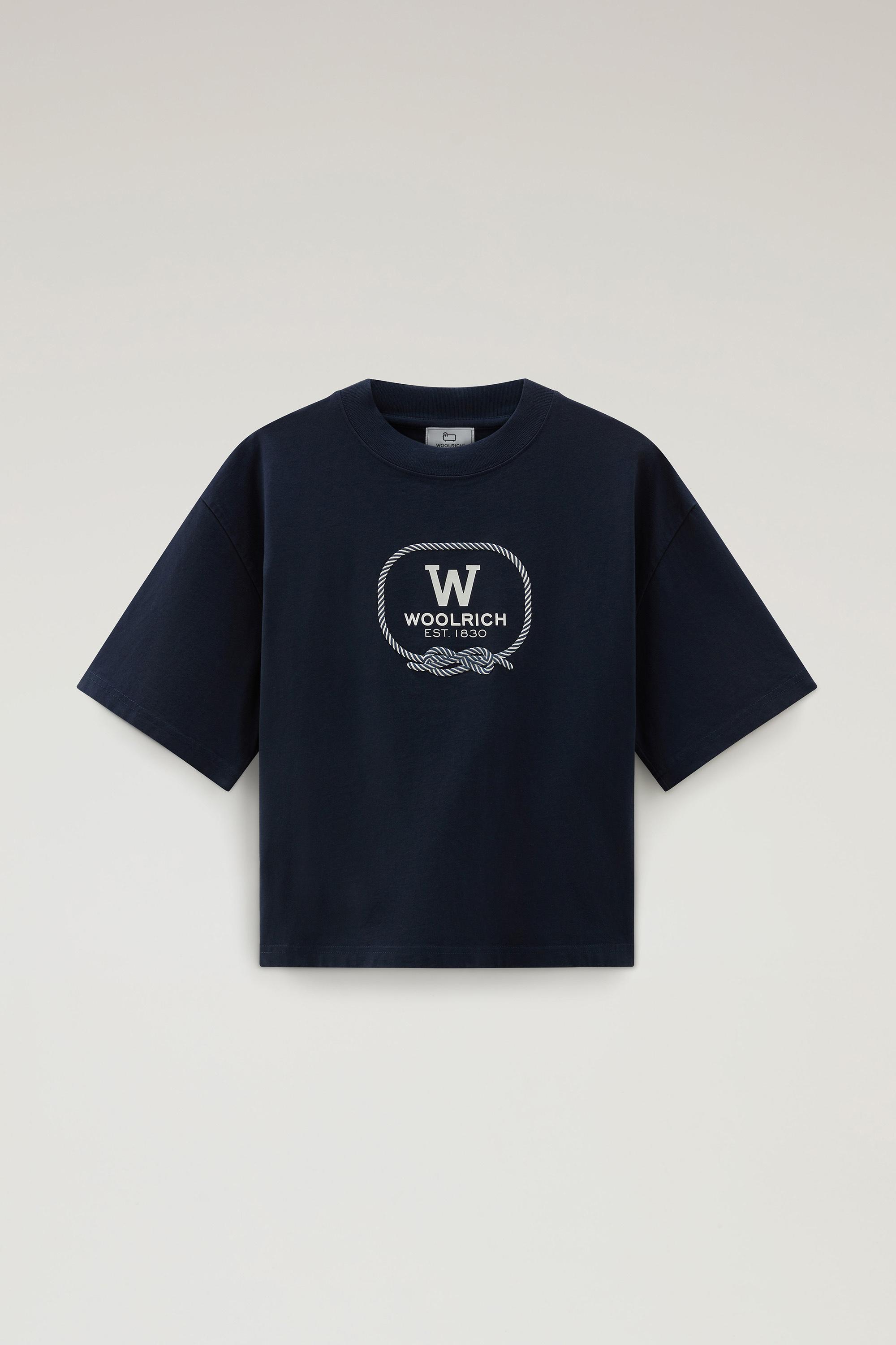 Pure Cotton T-shirt with Graphic Print Blue photo 1 | Woolrich