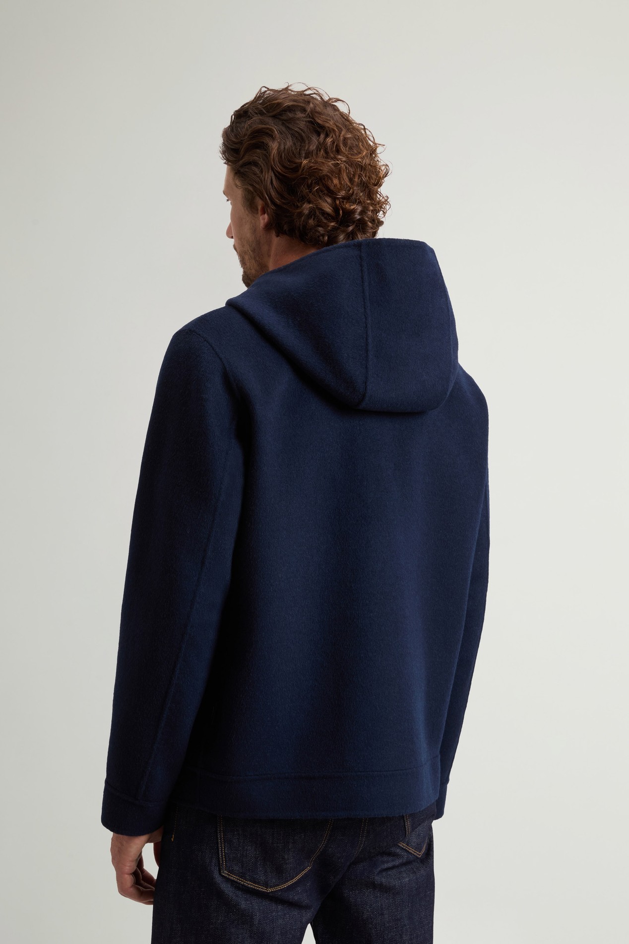 Wool-Blend Jacket with Hood and Zipper Blue photo 3 | Woolrich