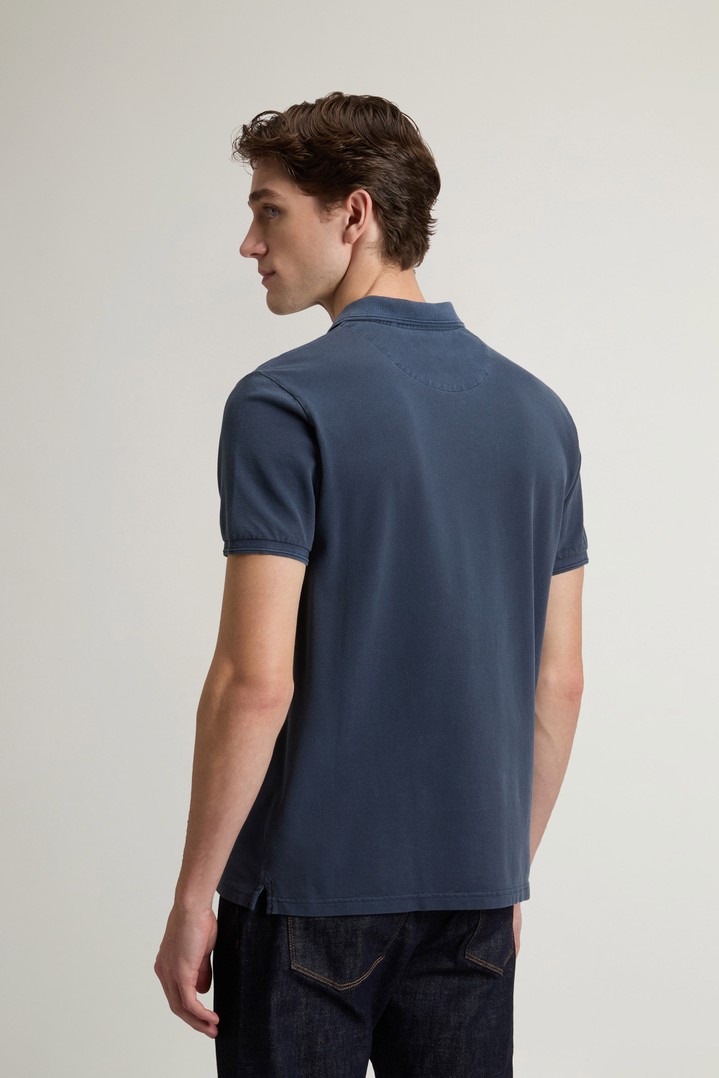 Garment-Dyed Mackinack Polo in Stretch Cotton Piquet Blue photo 3 | Woolrich