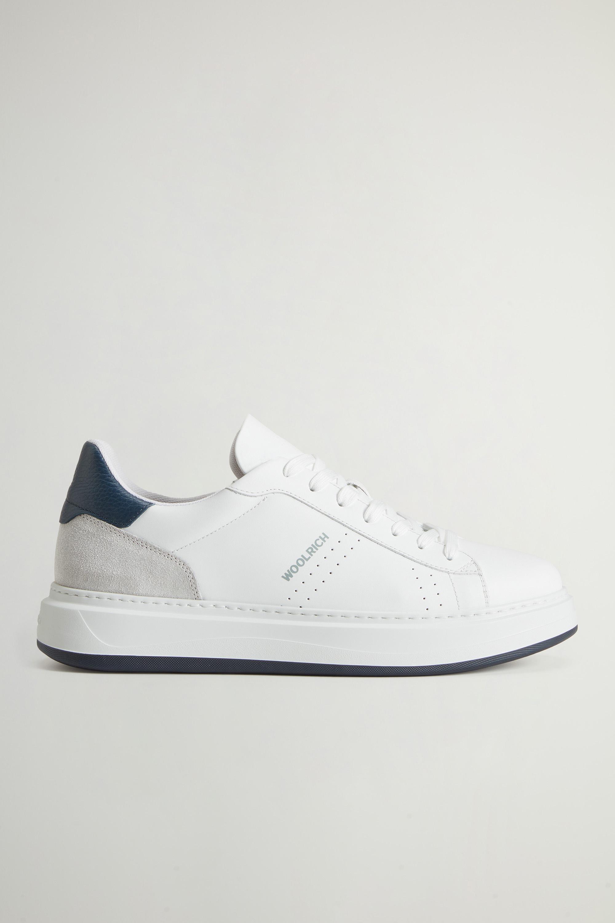 Calfskin Leather Arrow Sneakers with Suede Insert White photo 1 | Woolrich