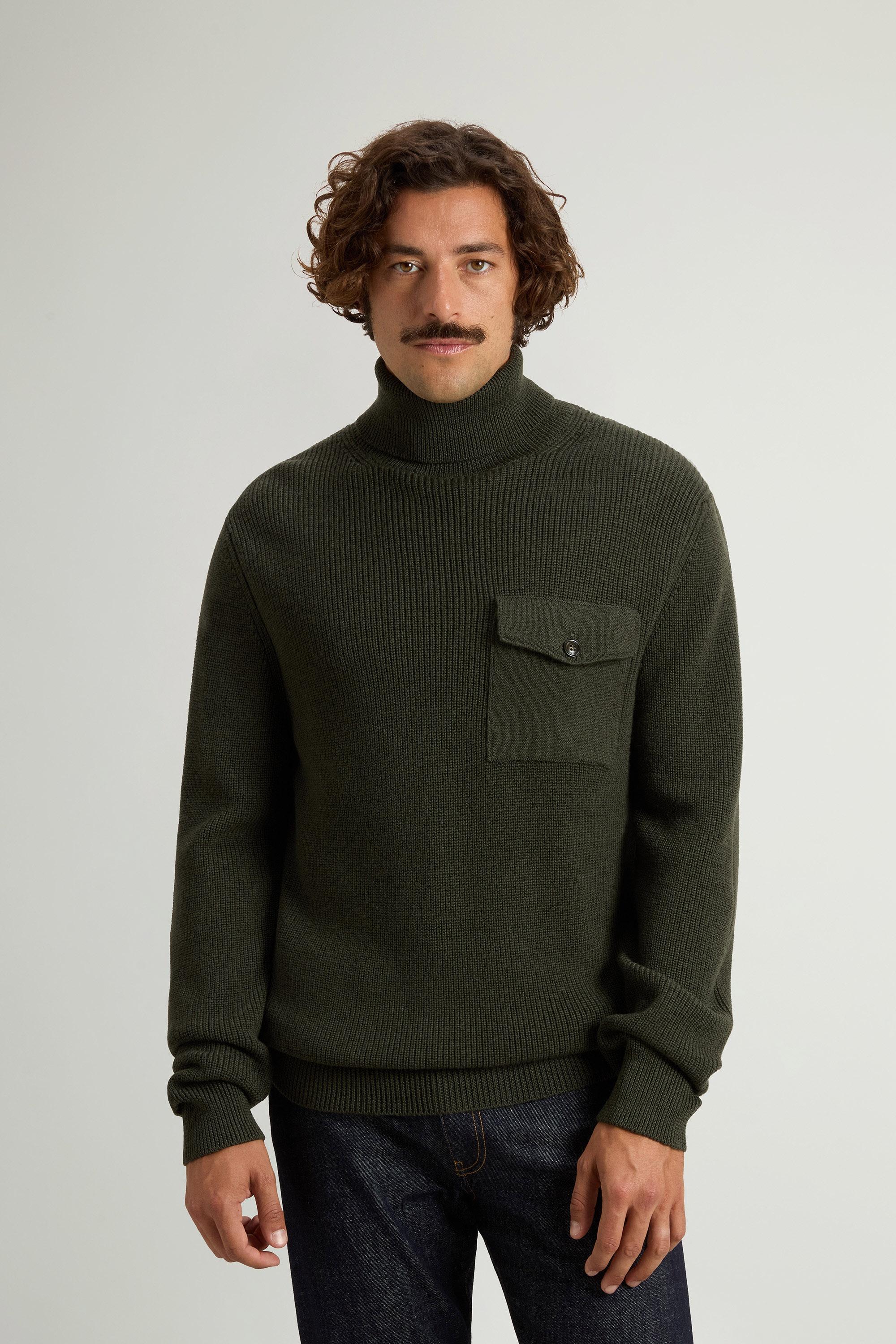 Ribbed Turtleneck Sweater in Pure Merino Virgin Wool Green photo 1 | Woolrich