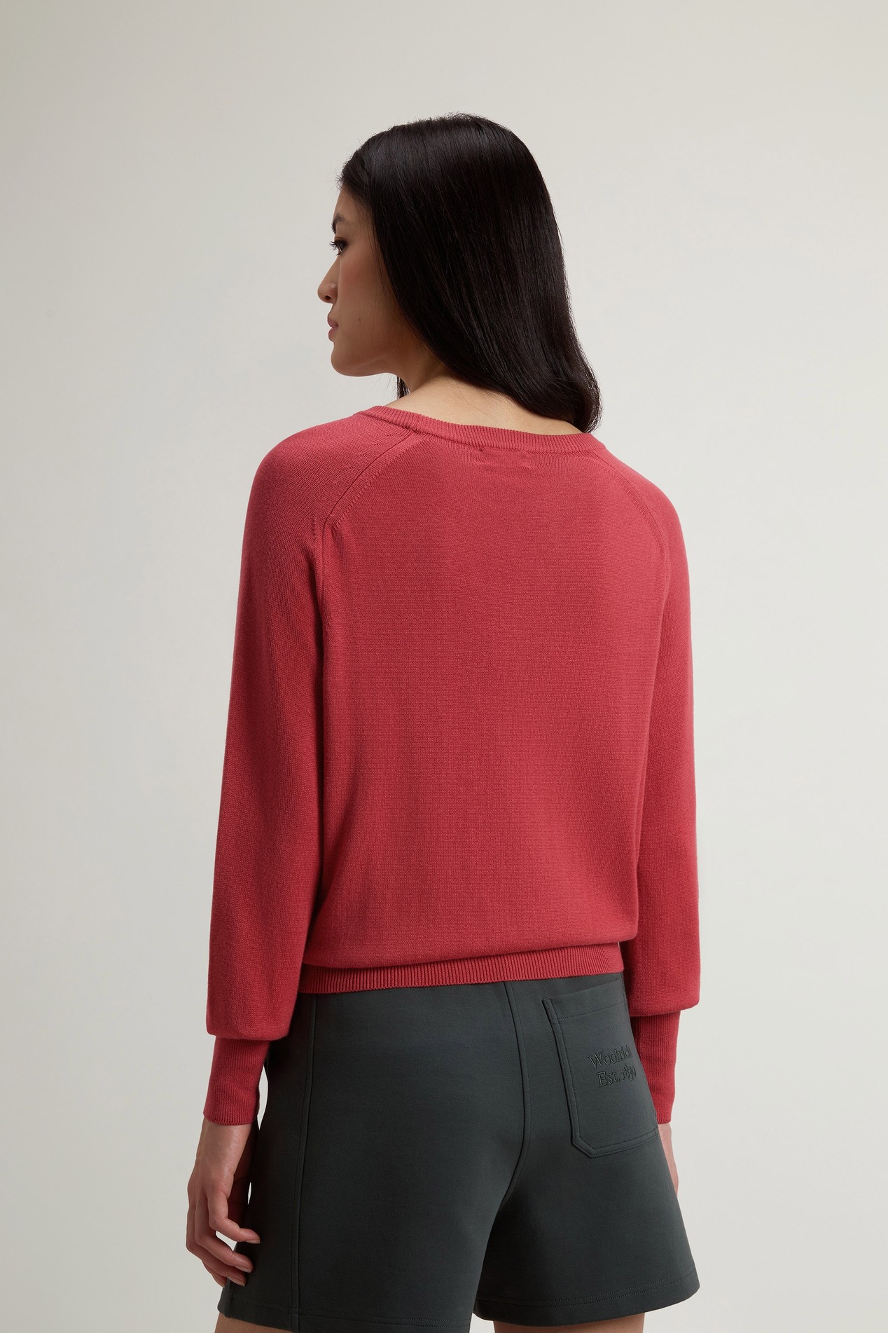 COTTON MODAL CREWNECK Red photo 3 | Woolrich