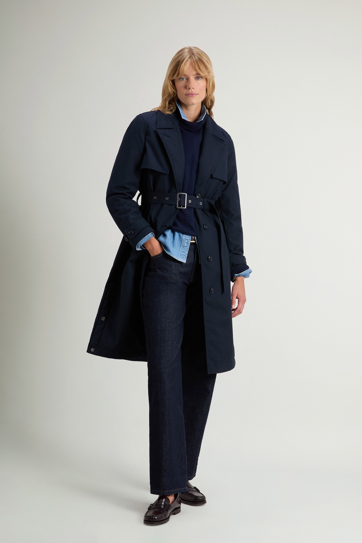 Trench Coat in Wool-Blend Gabardine Blue photo 2 | Woolrich