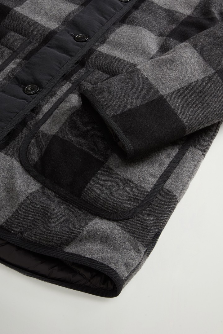Long Alaskan Checked Overshirt in Wool Blend Black photo 7 | Woolrich