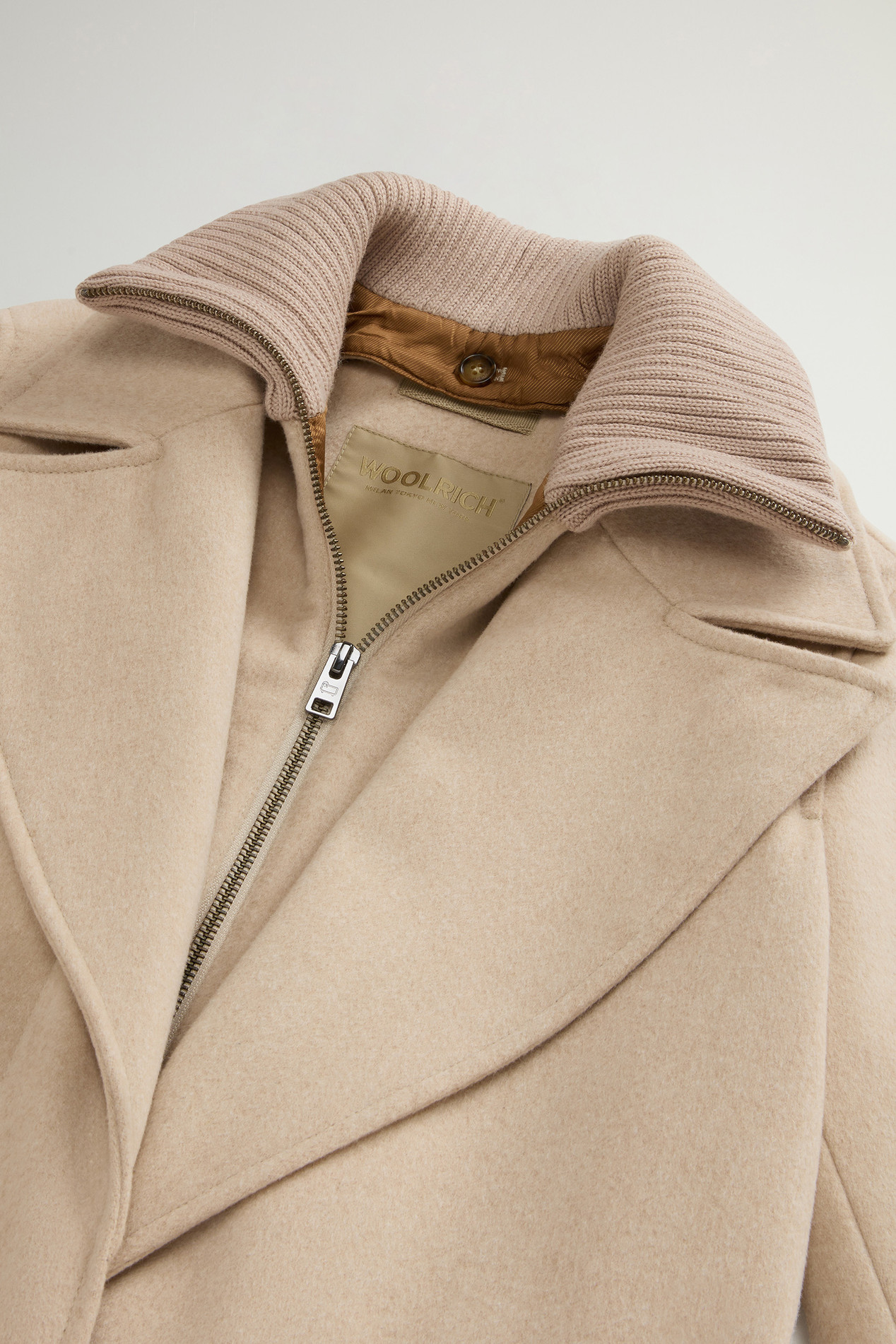Coat in Pure Virgin Italian Wool Crafted Using a Loro Piana Fabric Beige photo 6 | Woolrich