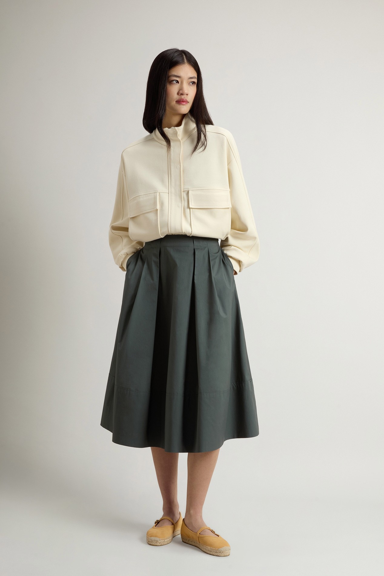 COTTON POPLIN SKIRT Green photo 1 | Woolrich