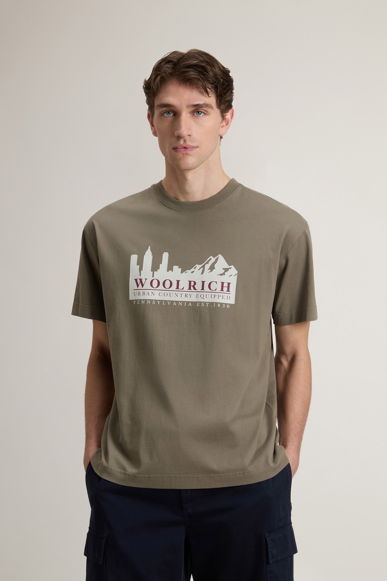 COTTON GRAPHIC T-SHIRT Green photo 1 | Woolrich