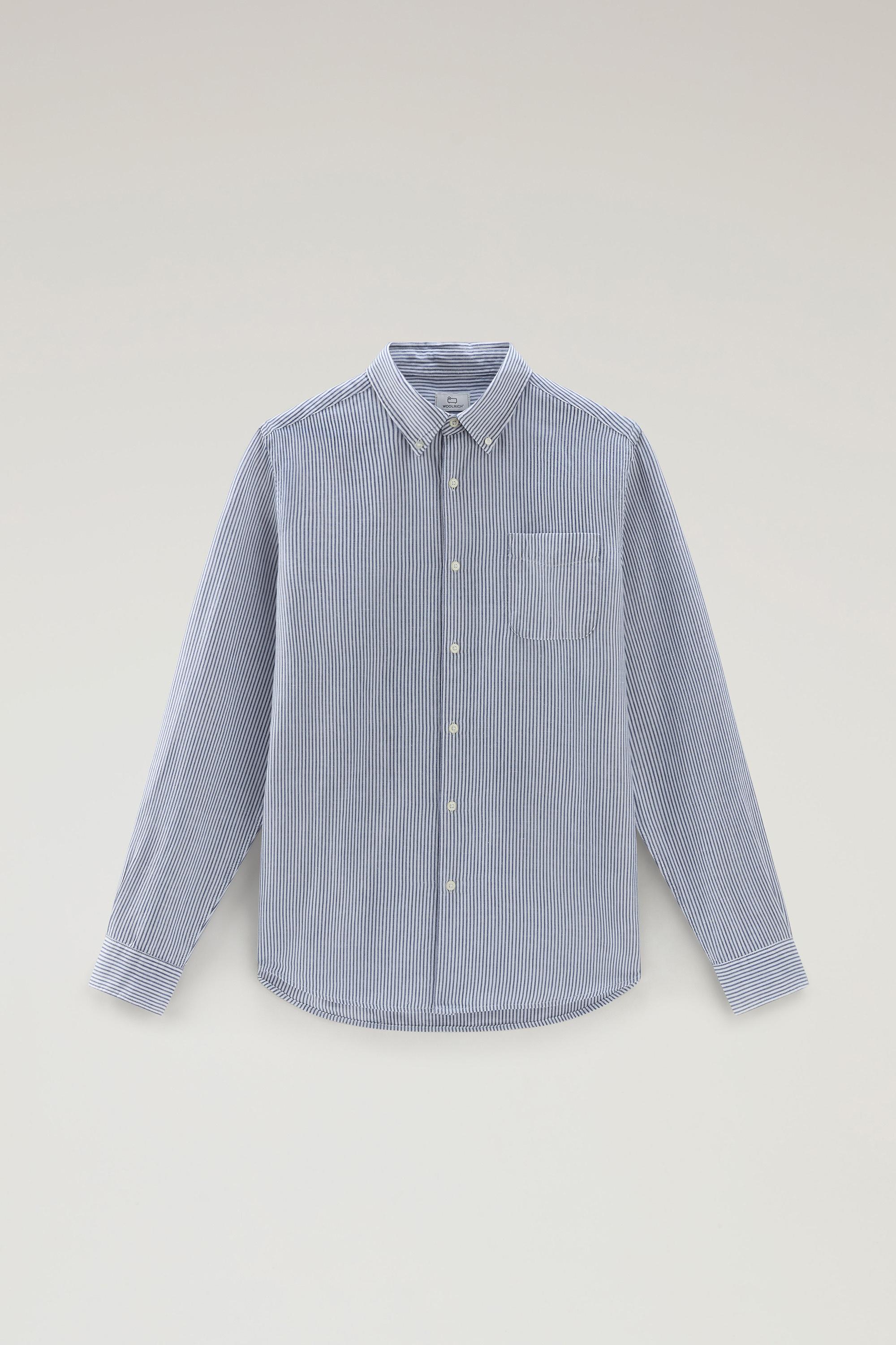 Striped Shirt in Cotton-Linen Blend Blue photo 1 | Woolrich