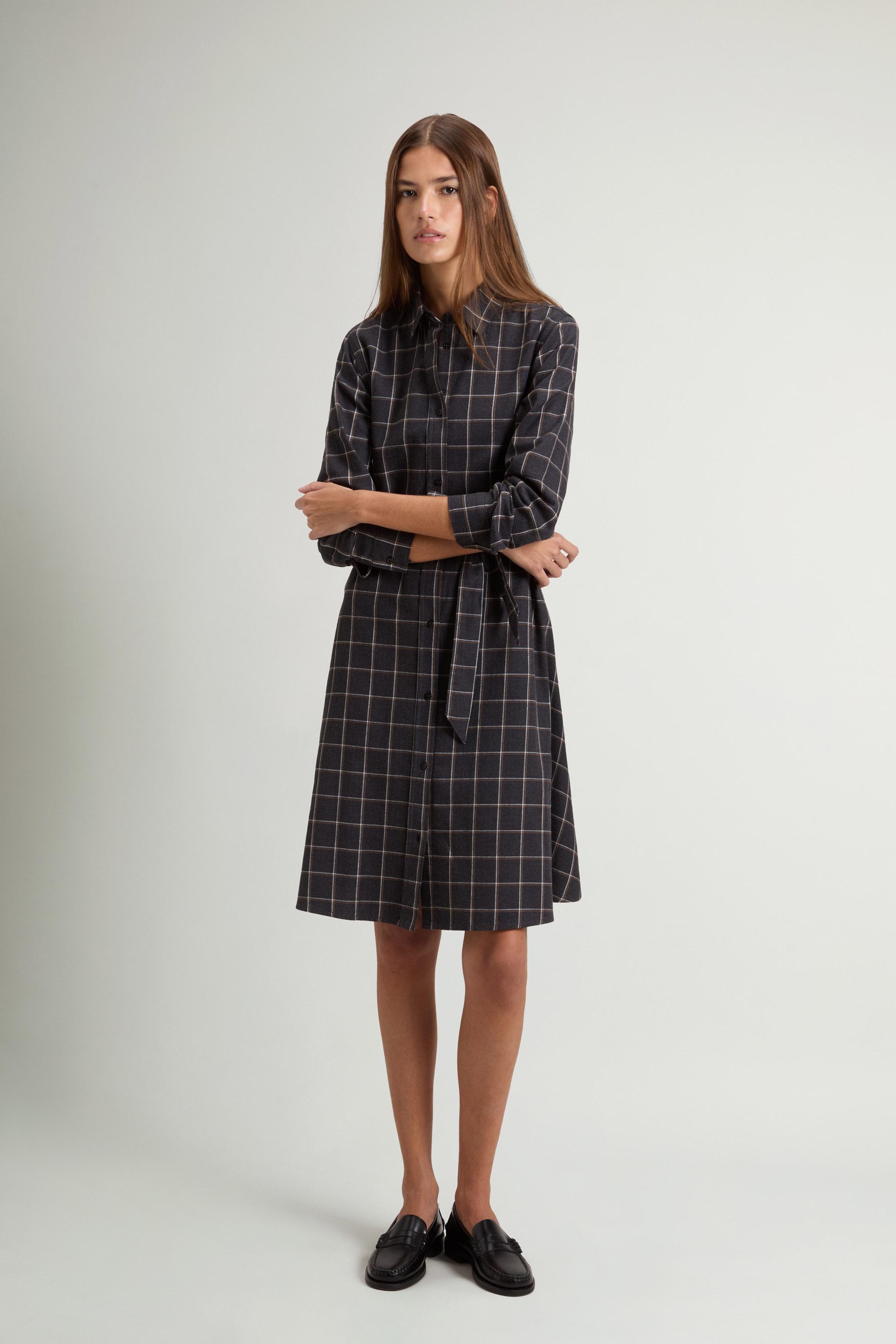 Checked Shirt Dress in Pure Cotton Flannel Gray photo 1 | Woolrich