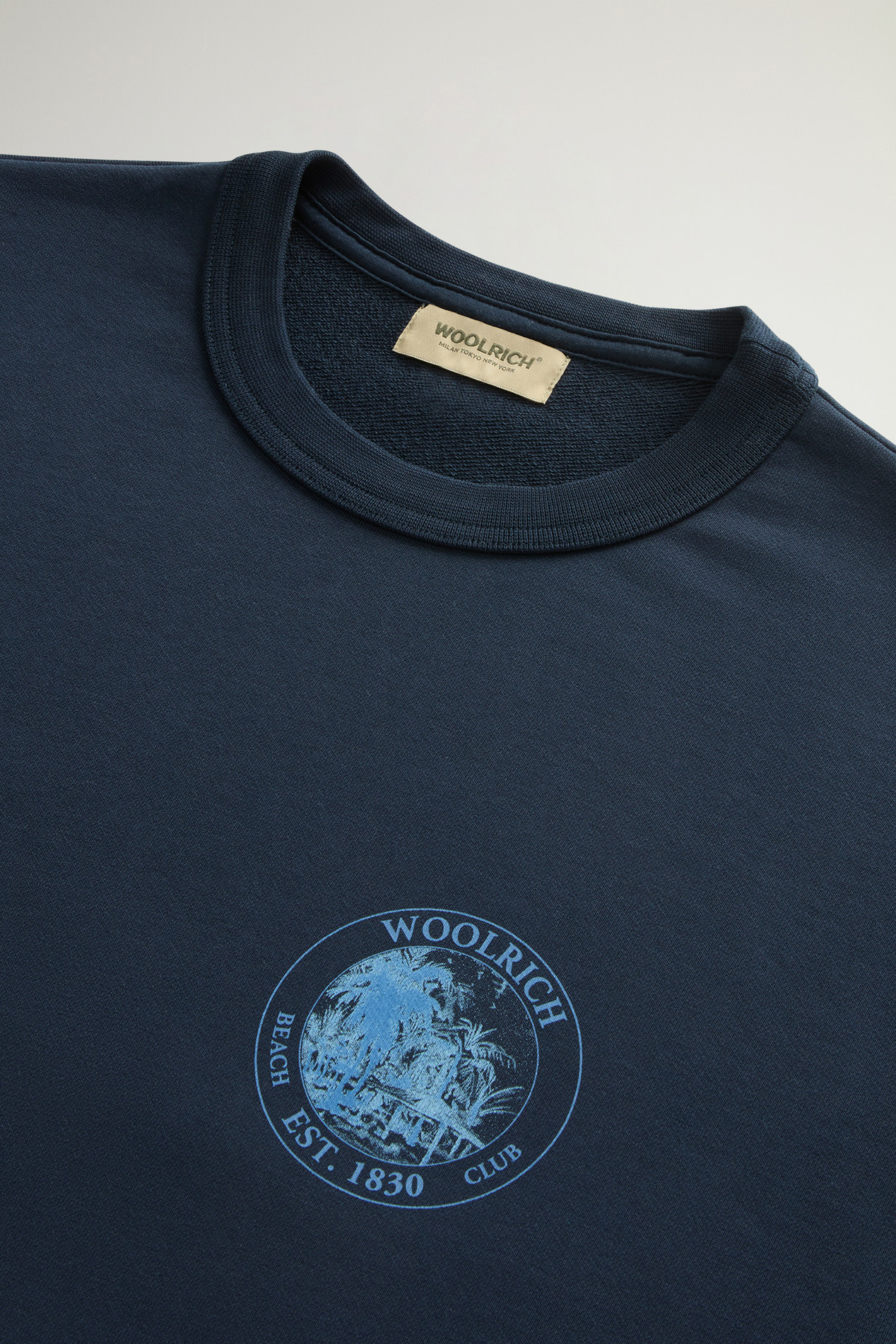 Crewneck Sweatshirt in Pure Cotton with Print Blue photo 2 | Woolrich