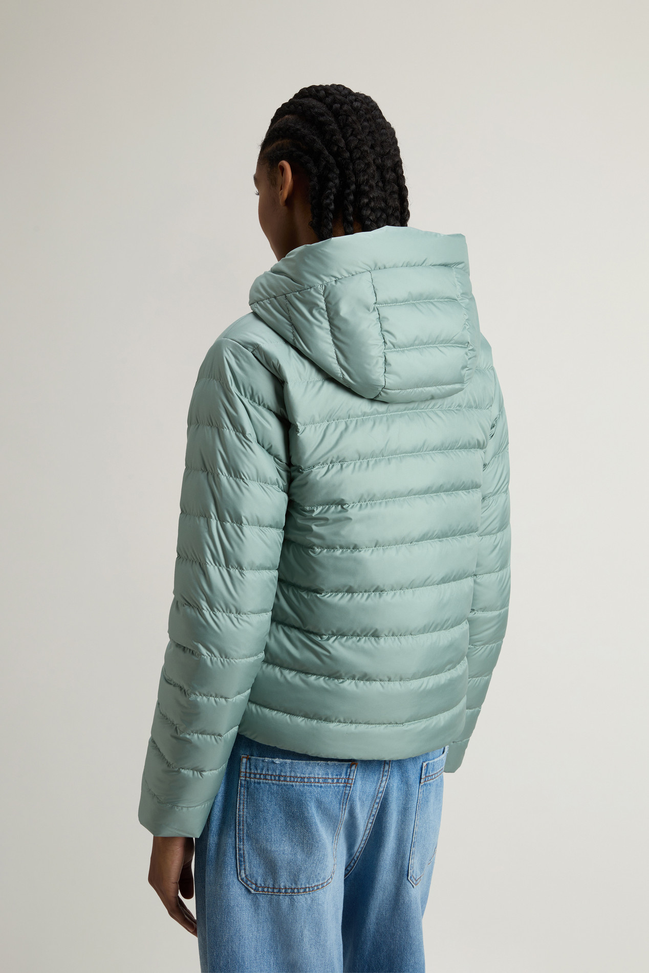 Padded Microfiber Jacket with Hood Green photo 3 | Woolrich