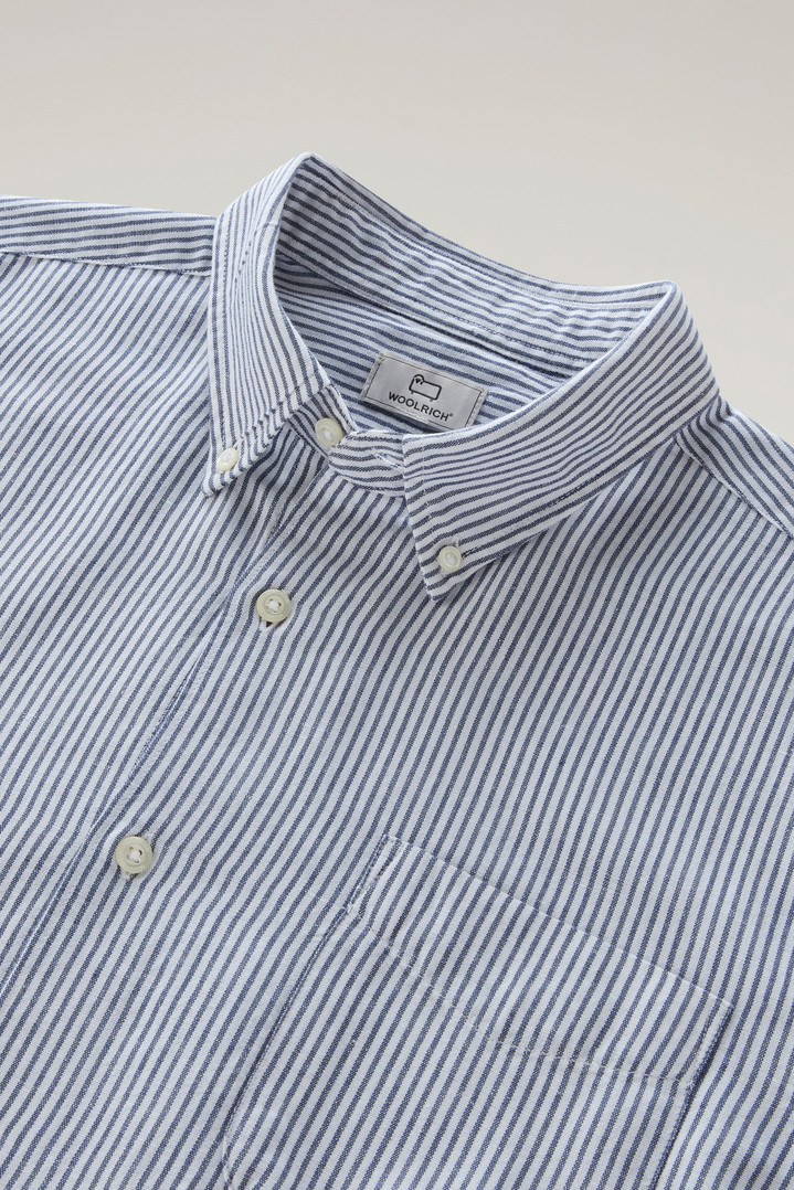 Striped Shirt in Cotton-Linen Blend Blue photo 2 | Woolrich