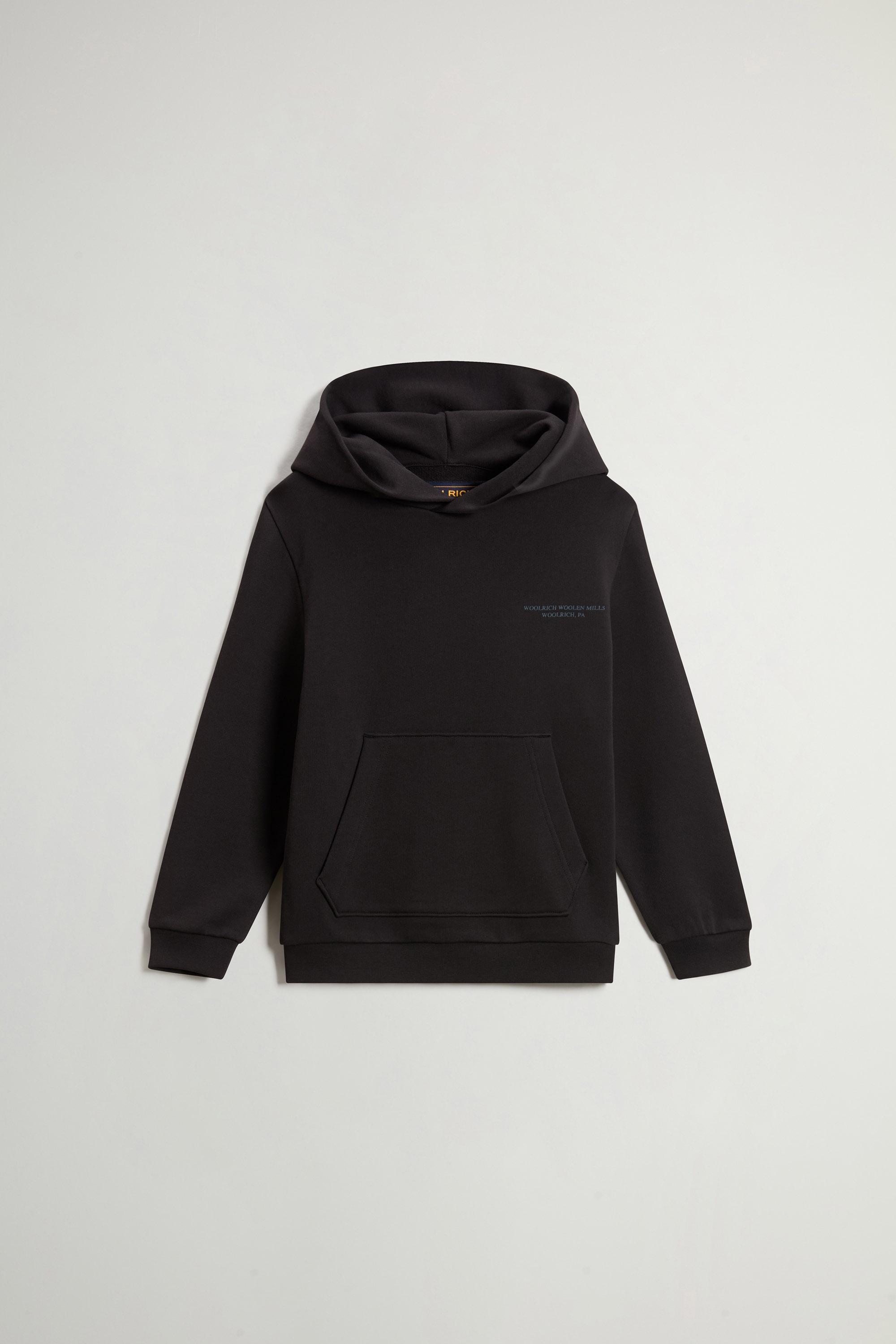 Boys' Pure Cotton Hoodie with Print Black photo 1 | Woolrich