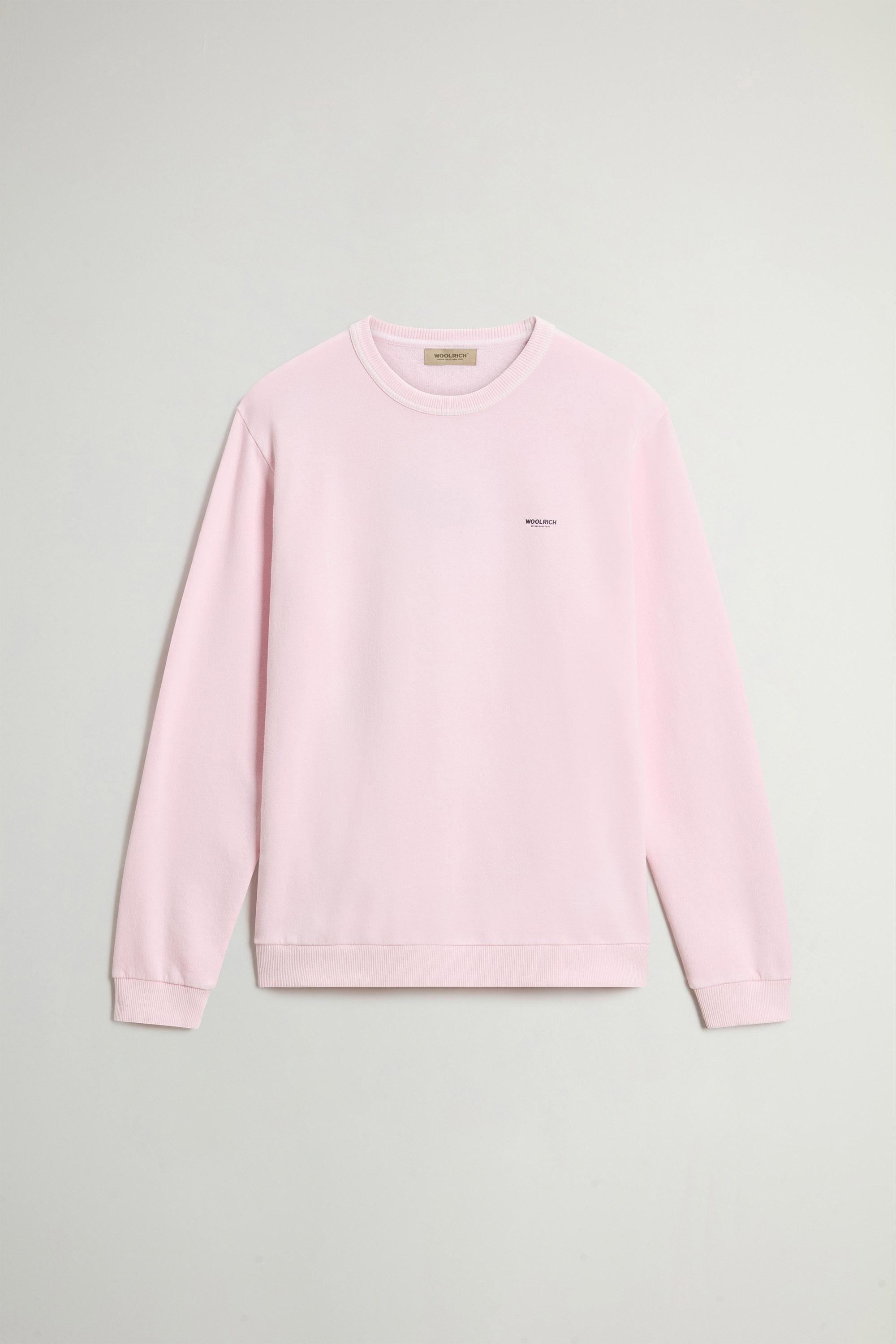 Garment-Dyed Crewneck Sweatshirt in Pure Cotton with Logo Pink photo 1 | Woolrich