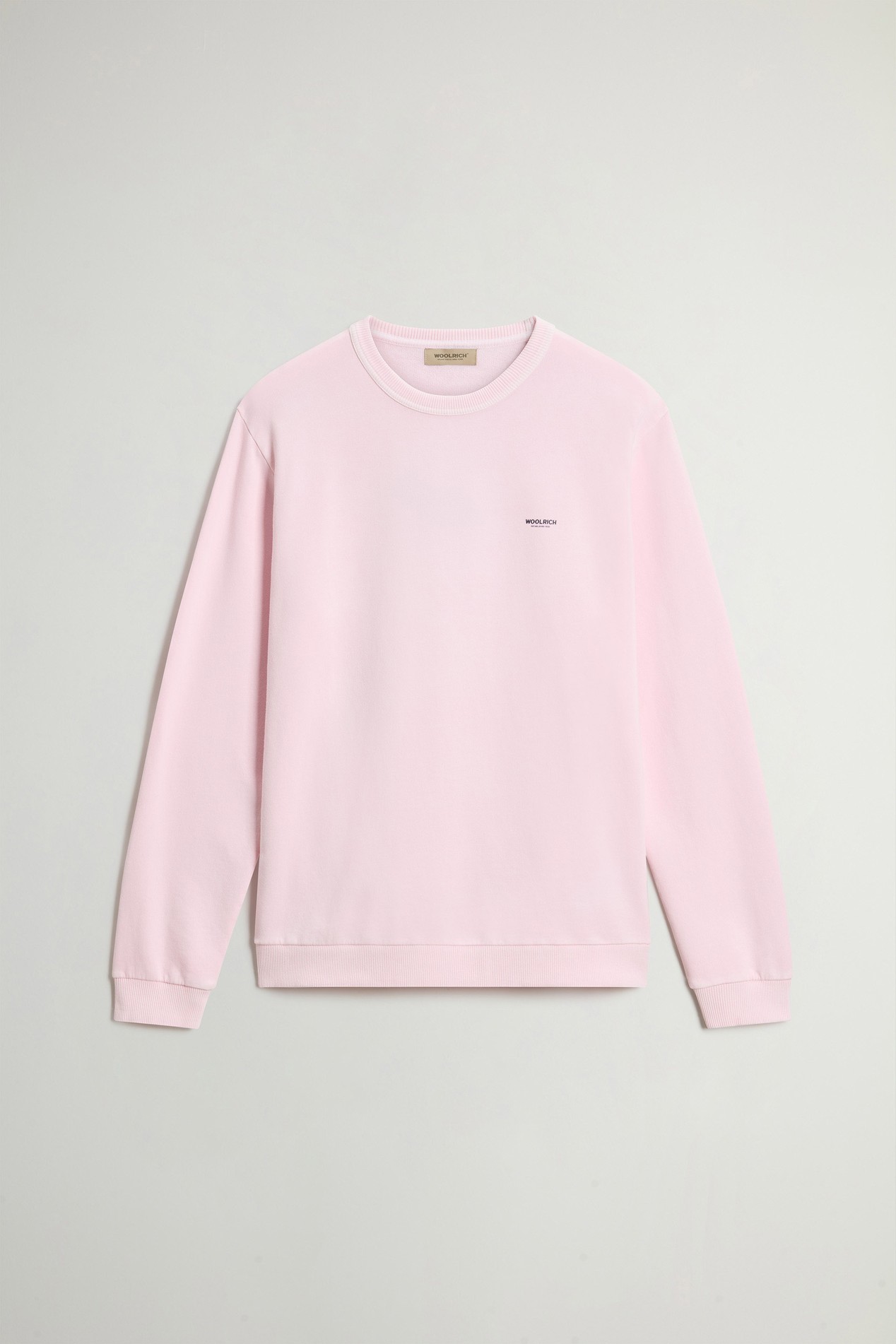 Garment-Dyed Crewneck Sweatshirt in Pure Cotton with Logo Pink photo 1 | Woolrich