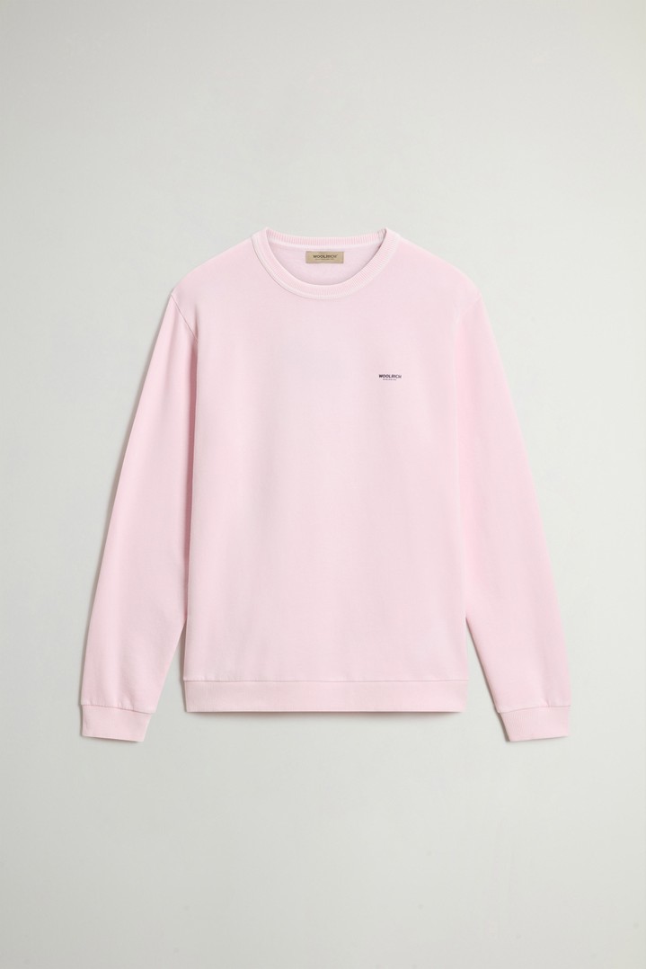 Garment-Dyed Crewneck Sweatshirt in Pure Cotton with Logo Pink photo 1 | Woolrich