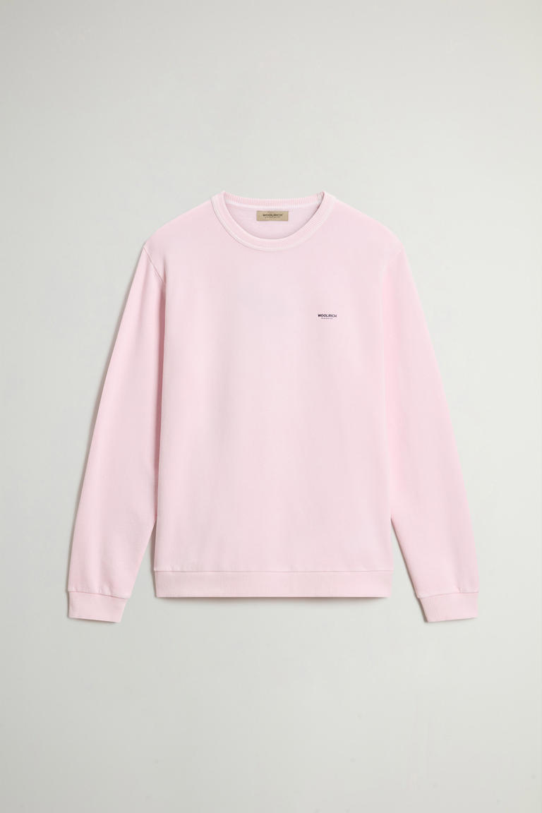 Garment-Dyed Crewneck Sweatshirt in Pure Cotton with Logo Pink photo 1 | Woolrich