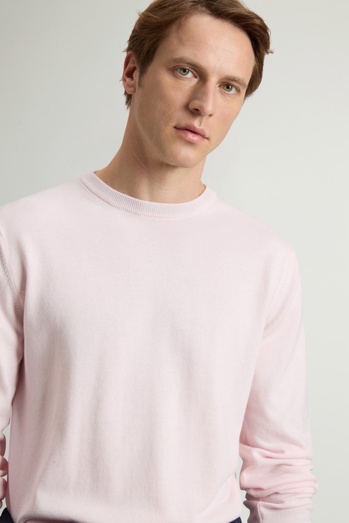 Crewneck Sweater in Pure Cotton with Embroidered Logo Pink photo 4 | Woolrich