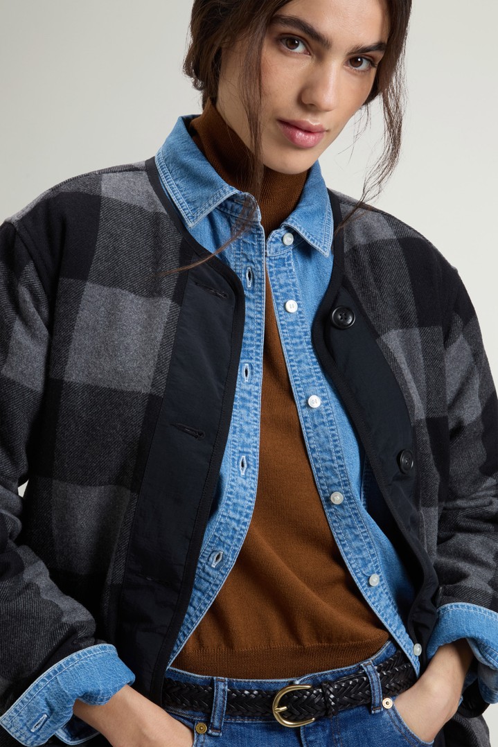 Long Alaskan Checked Overshirt in Wool Blend Black photo 4 | Woolrich