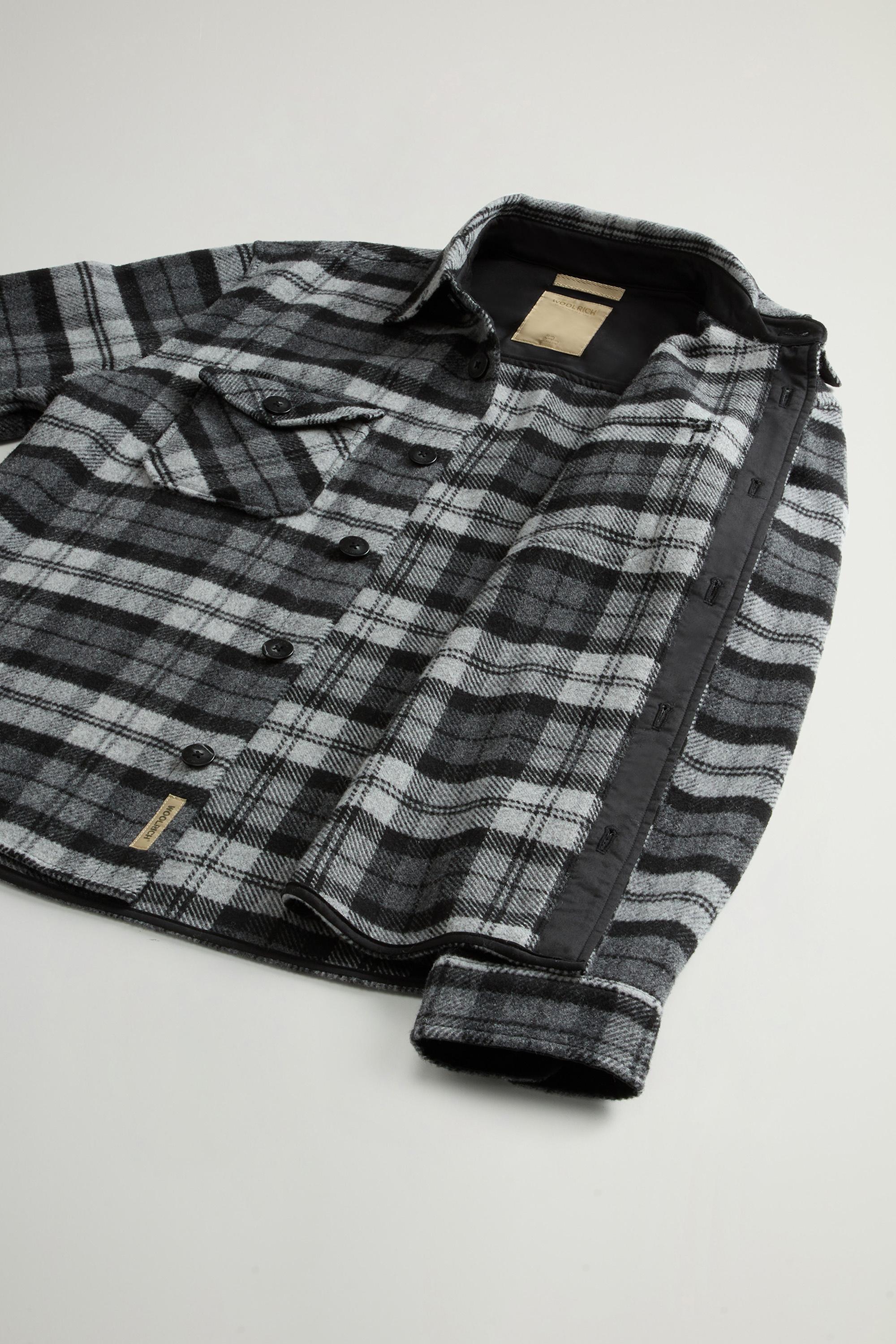 Wool-Blend Overshirt with Checked Pattern Gray photo 8 | Woolrich