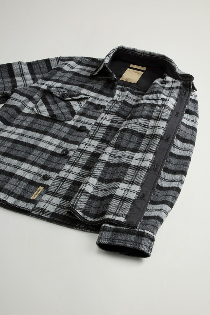 Wool-Blend Overshirt with Checked Pattern Gray photo 8 | Woolrich