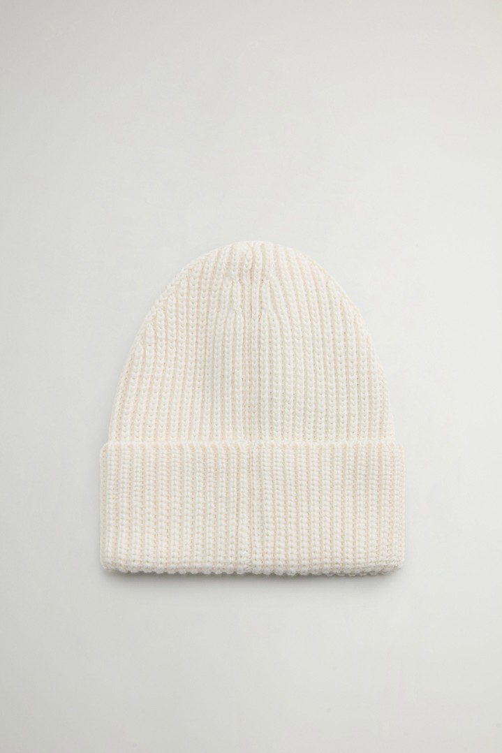 Ribbed Wool-Blend Beanie with Patch White photo 2 | Woolrich