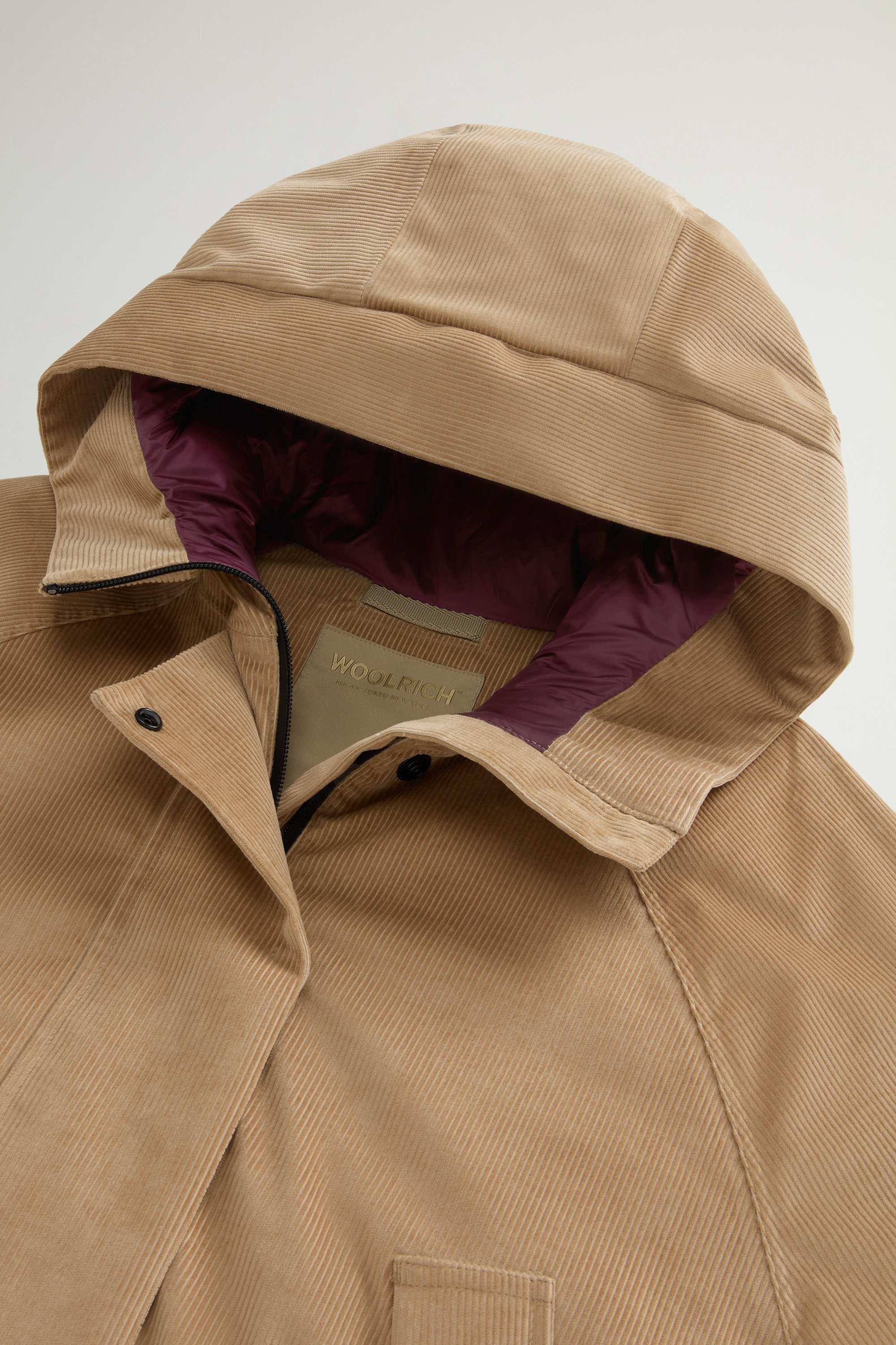 Three-Layered Corduroy Jacket with Hood Beige photo 6 | Woolrich