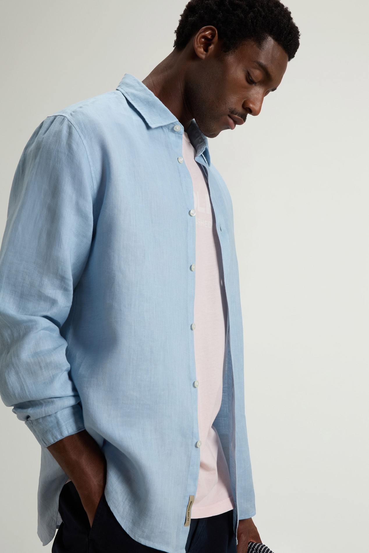 LINEN SHIRT Blue photo 4 | Woolrich