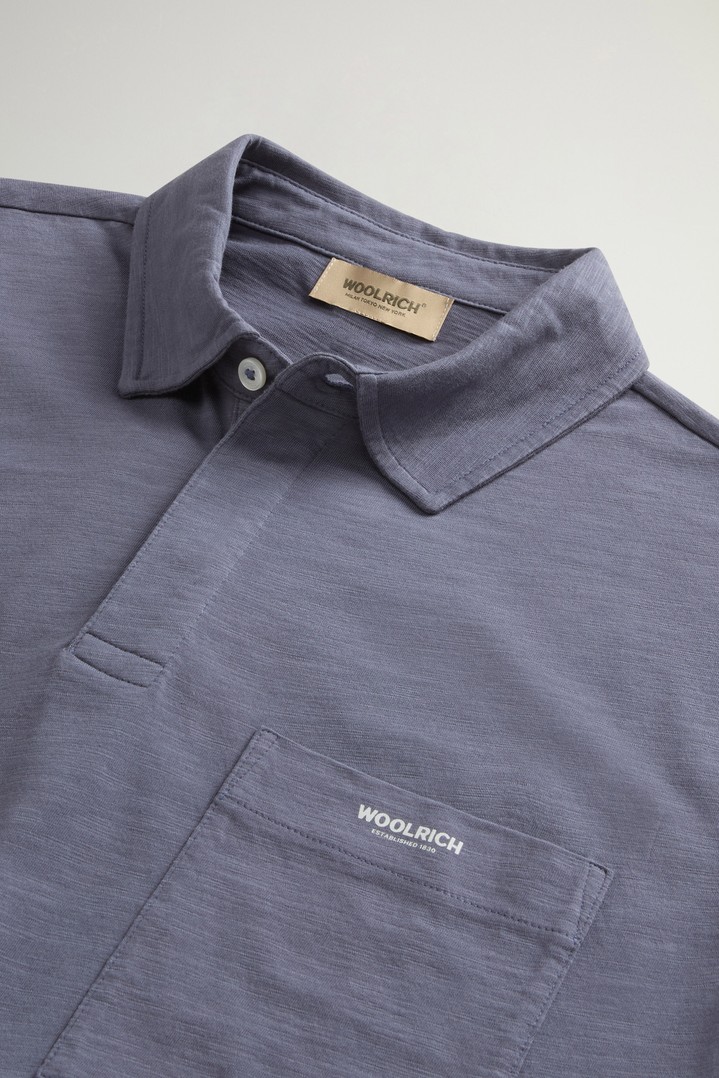 Slub Polo Shirt in Pure Cotton Blue photo 2 | Woolrich