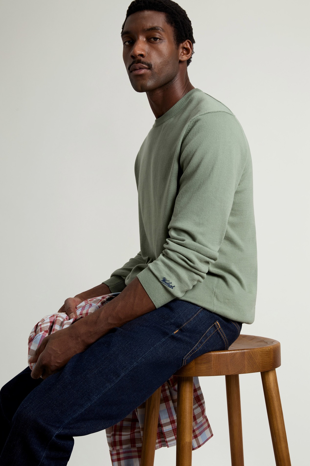 Crewneck Sweater in Pure Cotton Green photo 4 | Woolrich