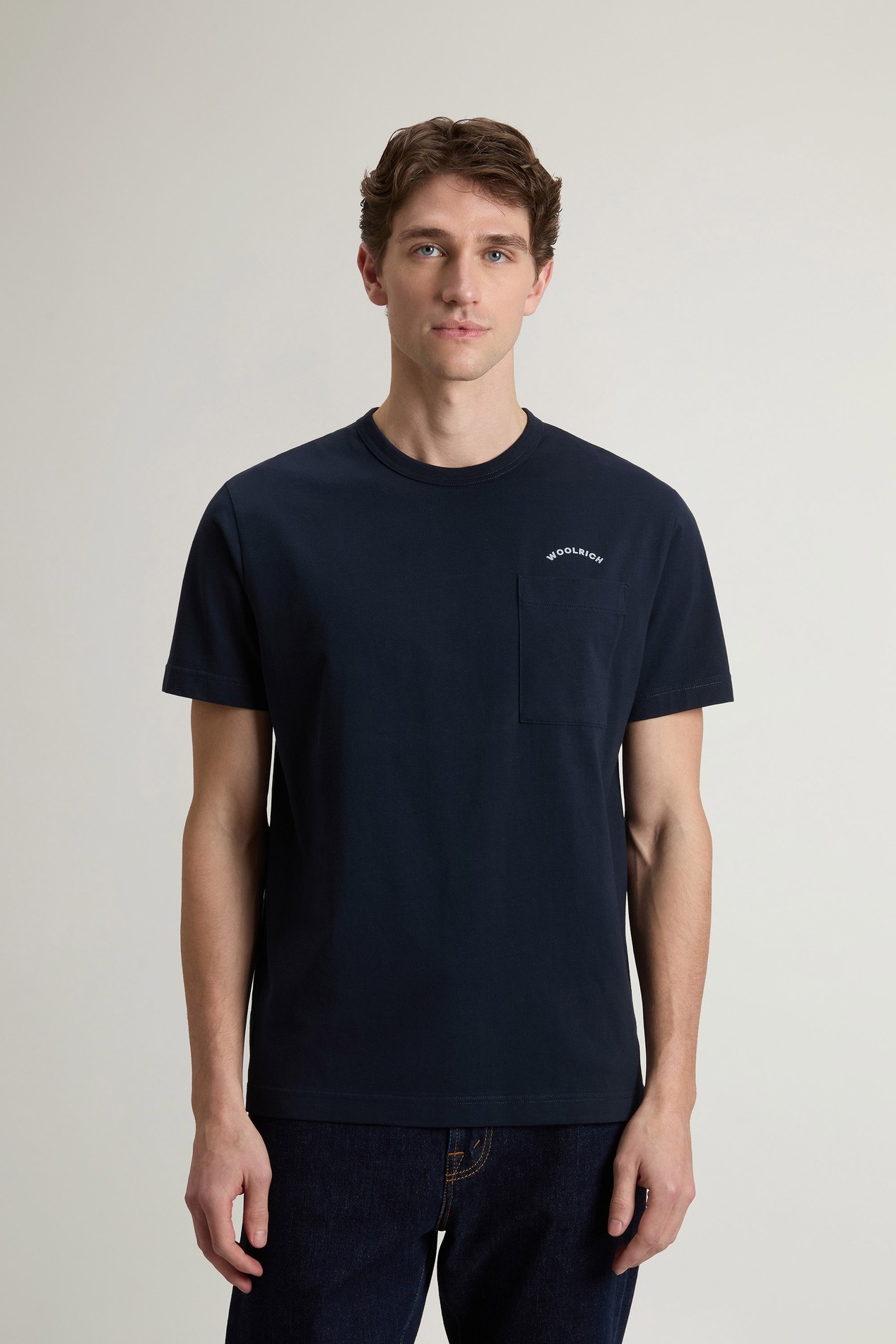 COTTON LOGO POCKET T-SHIRT Blue photo 1 | Woolrich