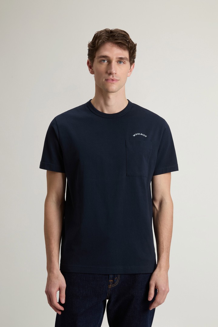 COTTON LOGO POCKET T-SHIRT Blue photo 1 | Woolrich