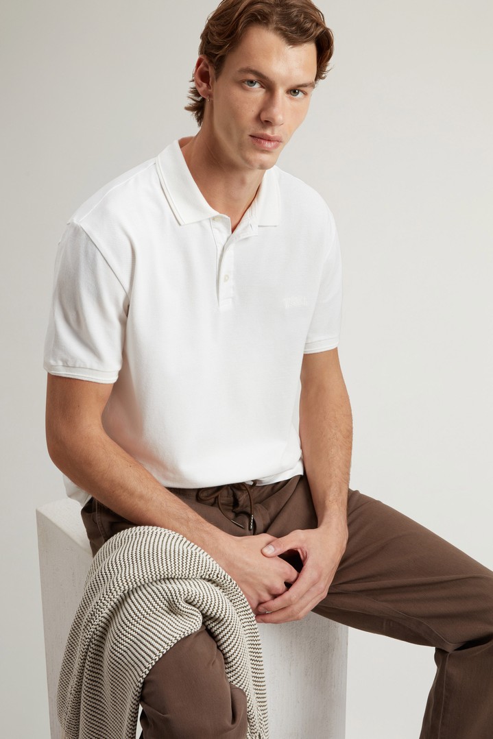 Mackinack Polo teint en pièce en sergé de coton stretch Blanc photo 4 | Woolrich