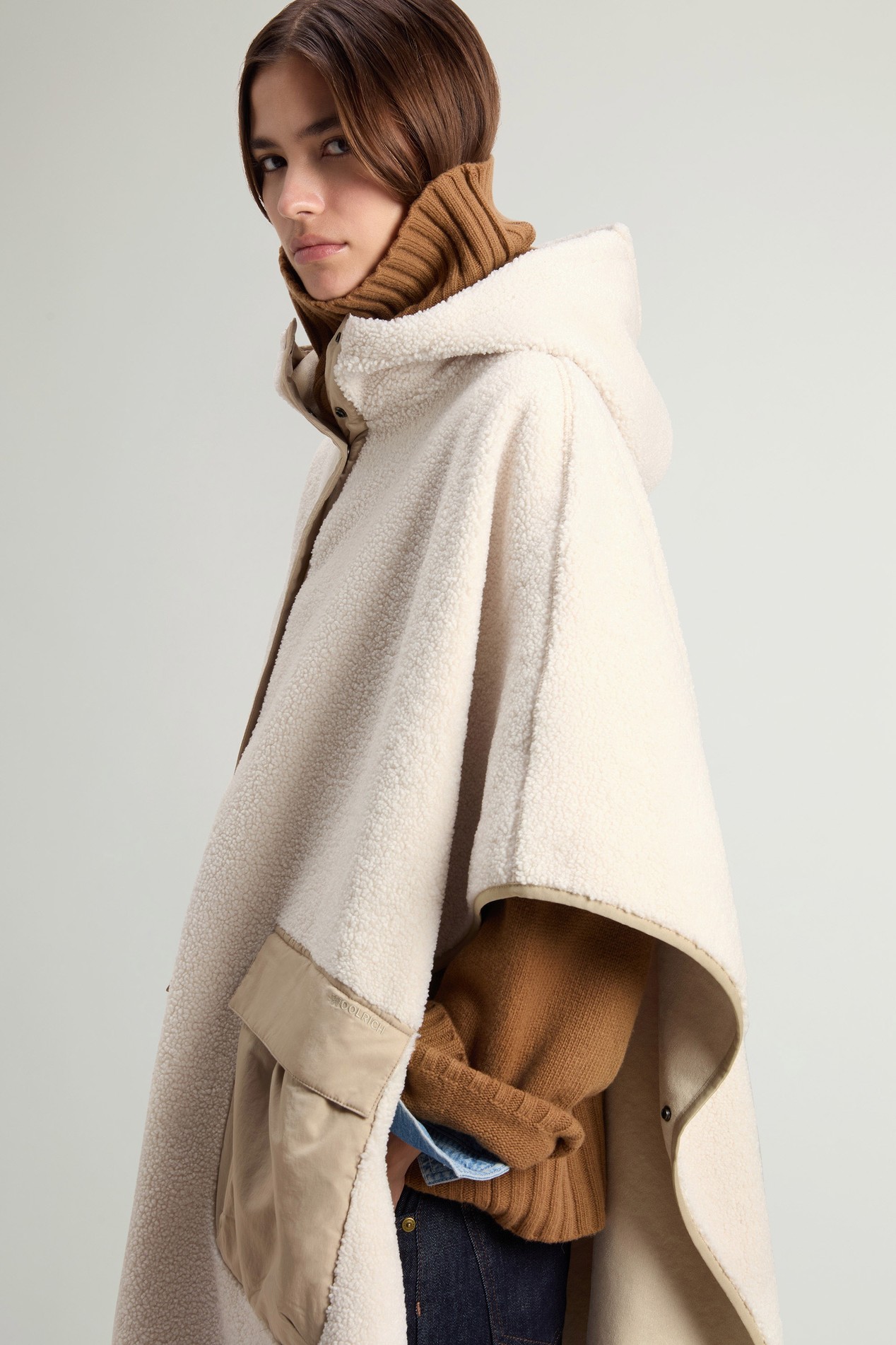 Hooded Cape in Sherpa White photo 4 | Woolrich