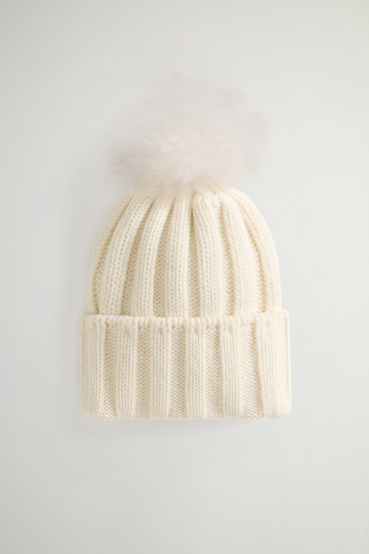 Girls’ Beanie in Pure Virgin Wool with Removable Pompon White photo 5 | Woolrich