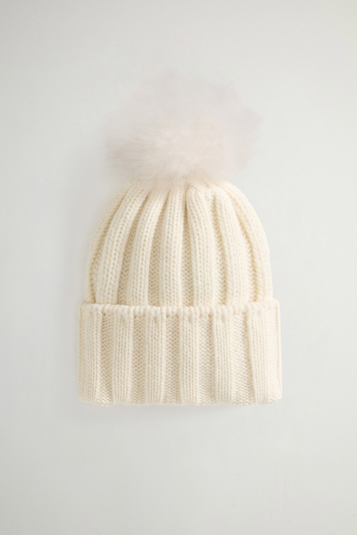Girls’ Beanie in Pure Virgin Wool with Removable Pompon White photo 5 | Woolrich