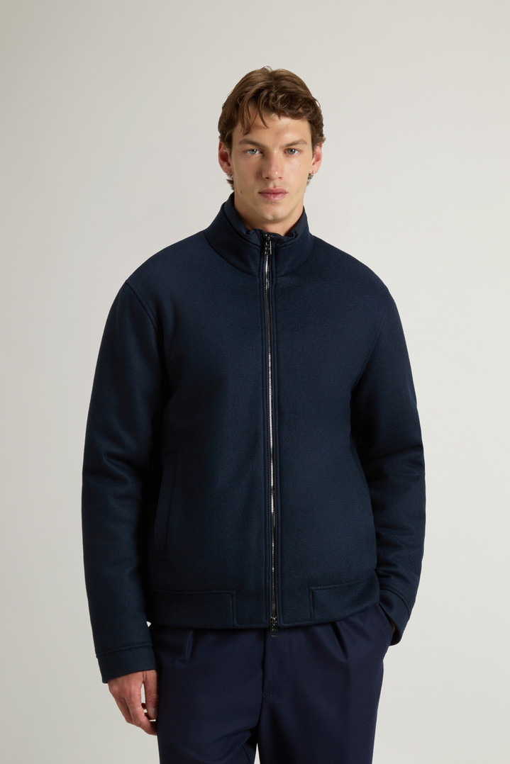 Lewis Bomber Jacket in Wool and Cotton Blend Blue photo 1 | Woolrich