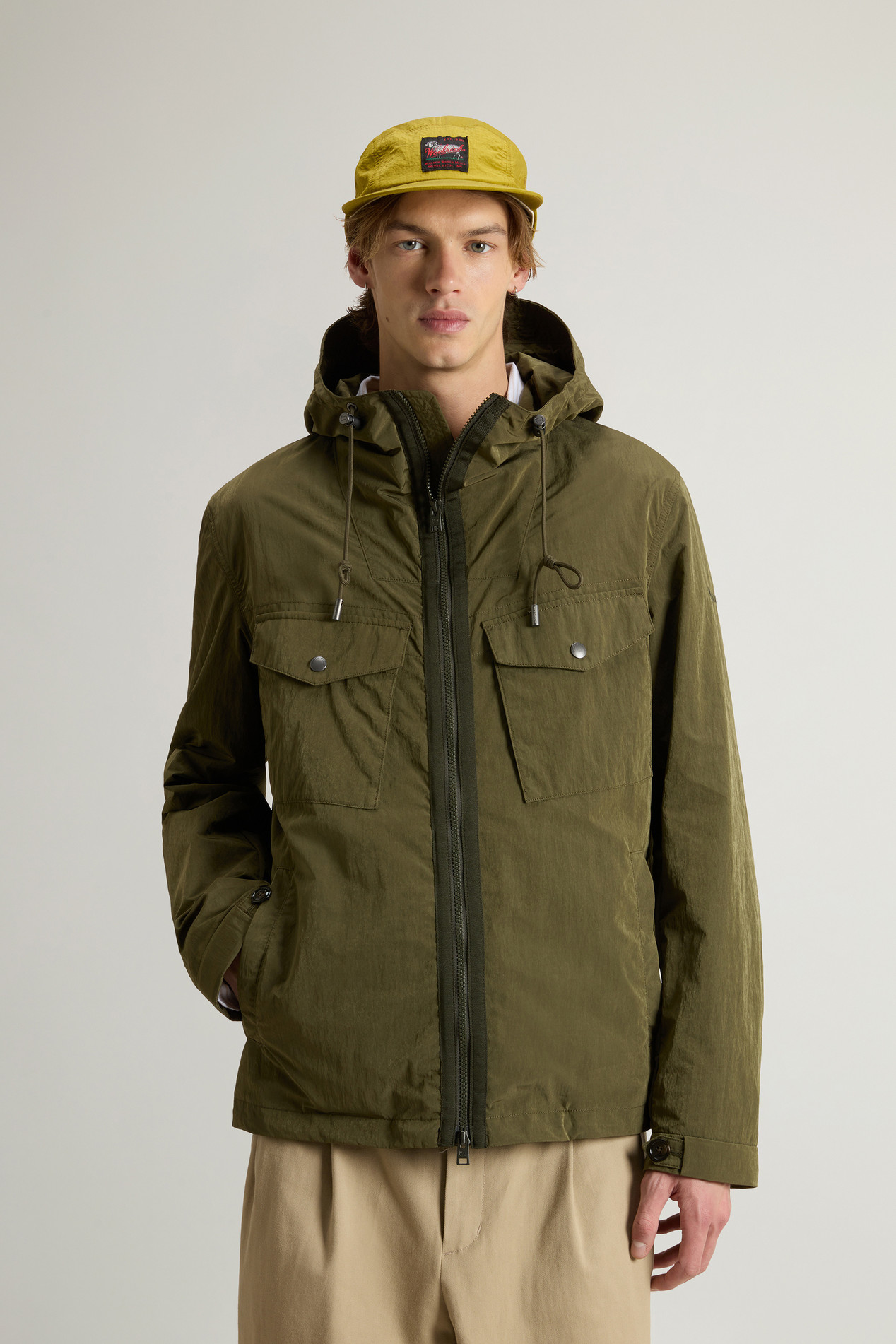Hooded Nylon-Blend Jacket Green photo 1 | Woolrich