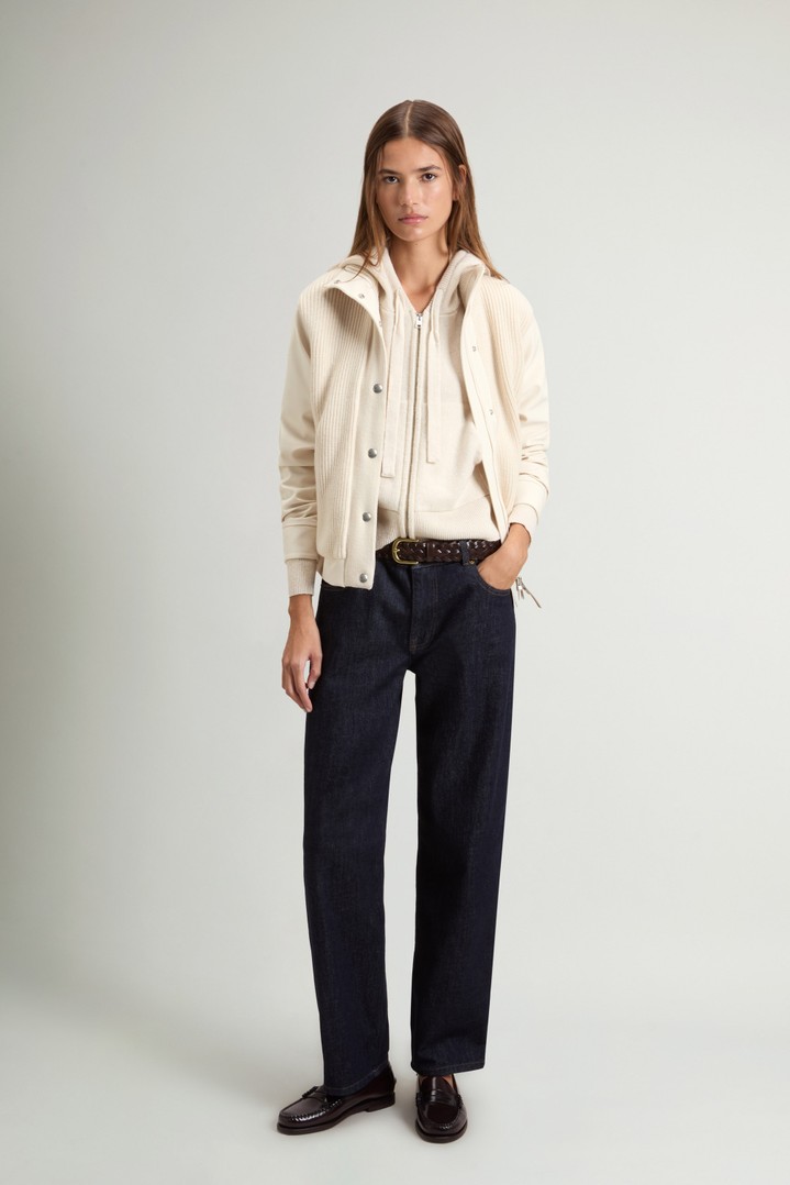 Firth Hybrid Bomber Jacket in Tech Softshell and Pure Wool White photo 2 | Woolrich