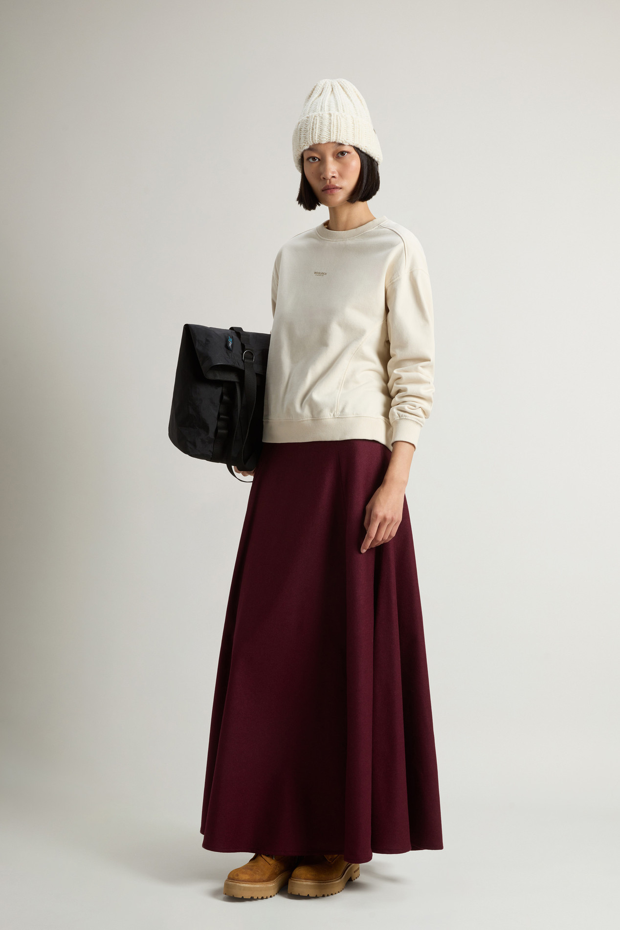 Crewneck Sweatshirt in Pure Cotton with Embroidered Logo White photo 2 | Woolrich