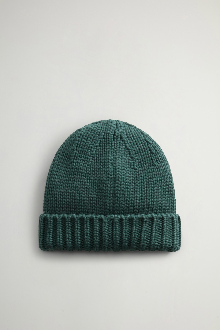 Boys' Beanie in Pure Merino Virgin Wool with Logo Green photo 2 | Woolrich