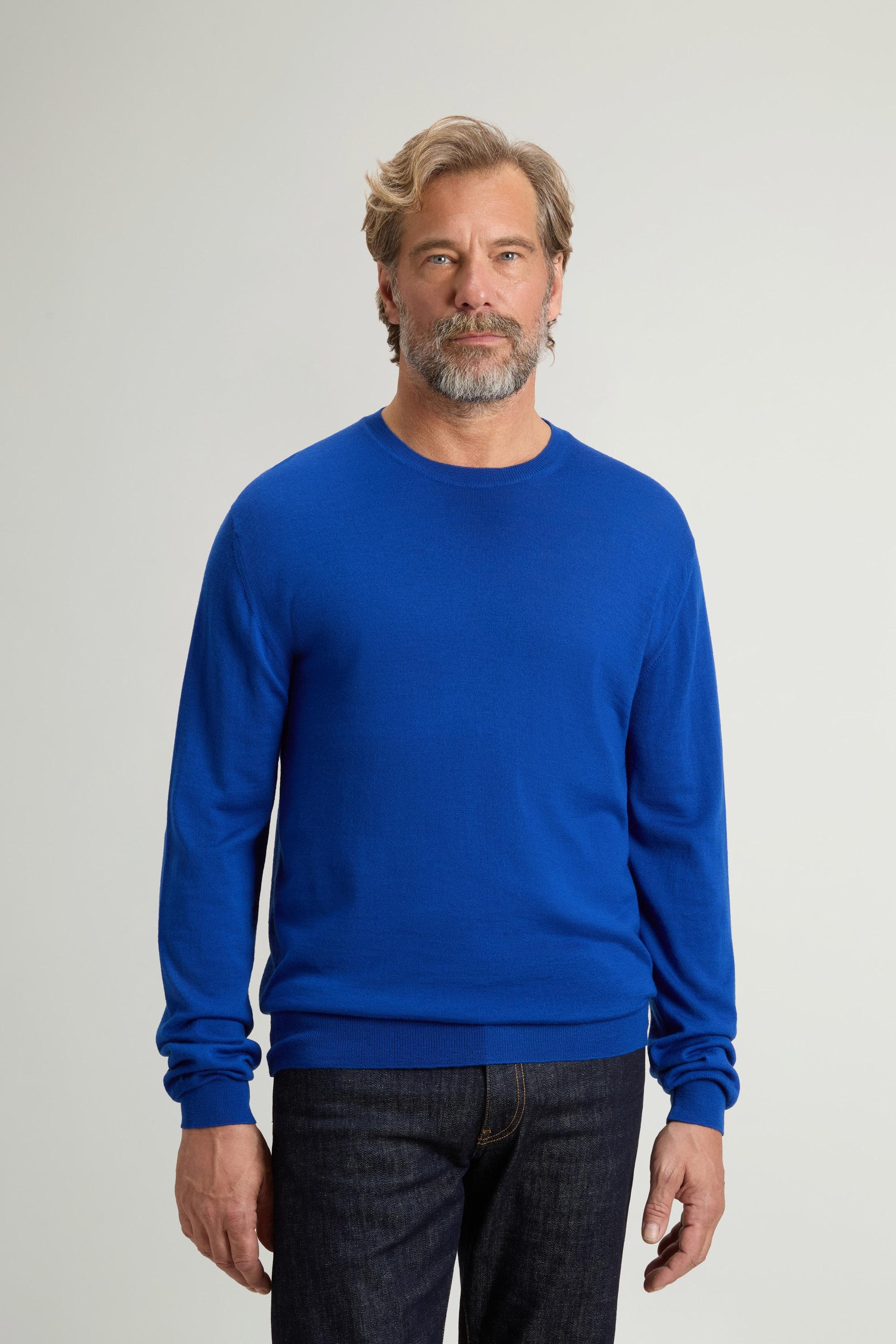 Maglione girocollo in pura lana vergine Merino Blu photo 1 | Woolrich