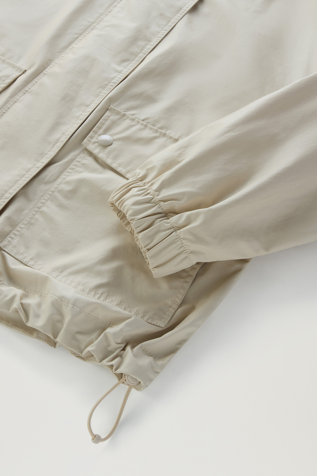 Waxed Jacket in Cotton Nylon Blend with Hood Beige photo 4 | Woolrich
